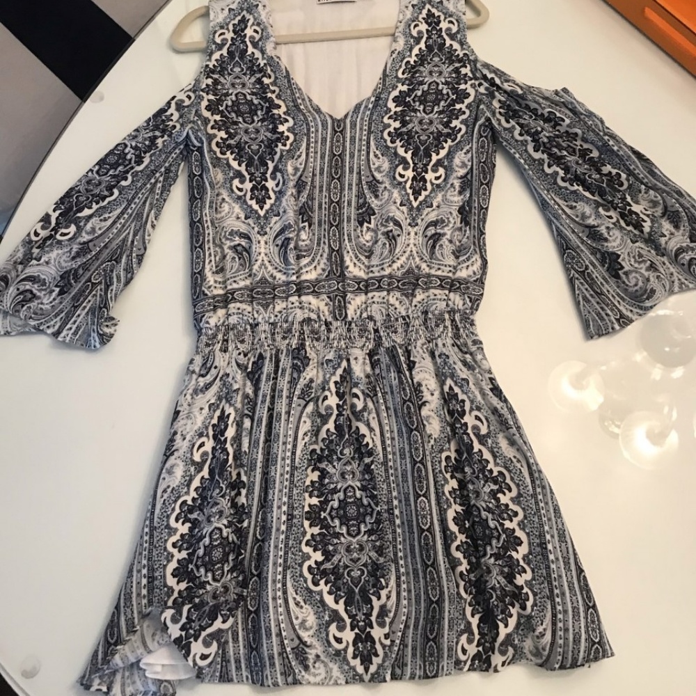 Alice & Olivia Blue Paisley Drop-Waist Dress